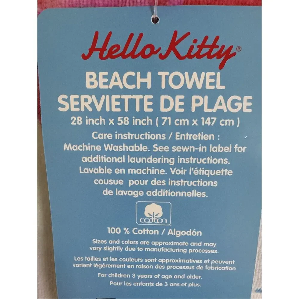 Hello Kitty Beach Towel Blue Rainbow Donut Watermelon Pool Float 2025 Sanrio
